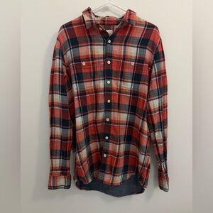 AE Soft Red and Blue Plaid Shirt